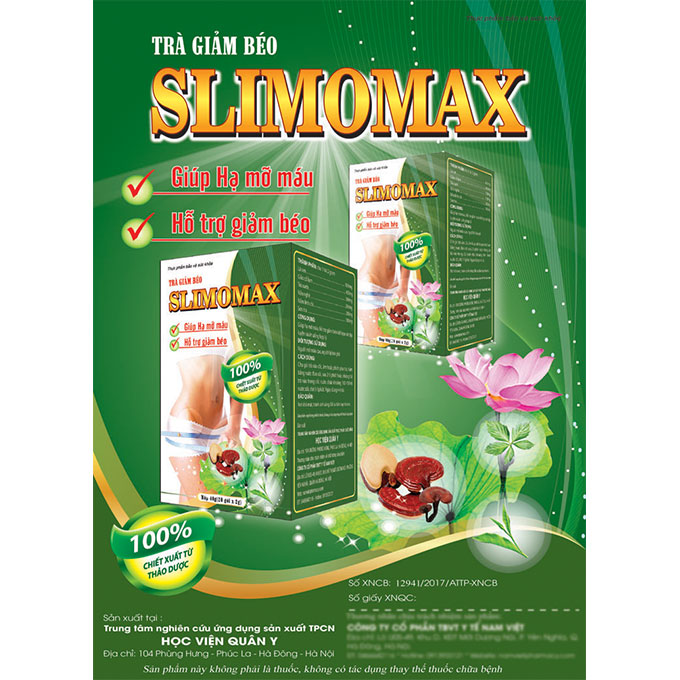 Trà giảm cân Học Viện Quân Y Slimomax, Hộp 20 gói