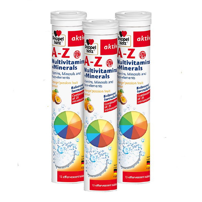Viên sủi bổ sung vitamin và khoáng chất Doppelherz A-Z Fizz, tuýp 13 viên