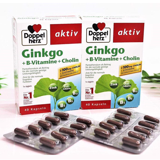 Viên uống bổ não Doppelherz Aktiv Ginkgo+B-Vitamine+Cholin, hộp 40 viên