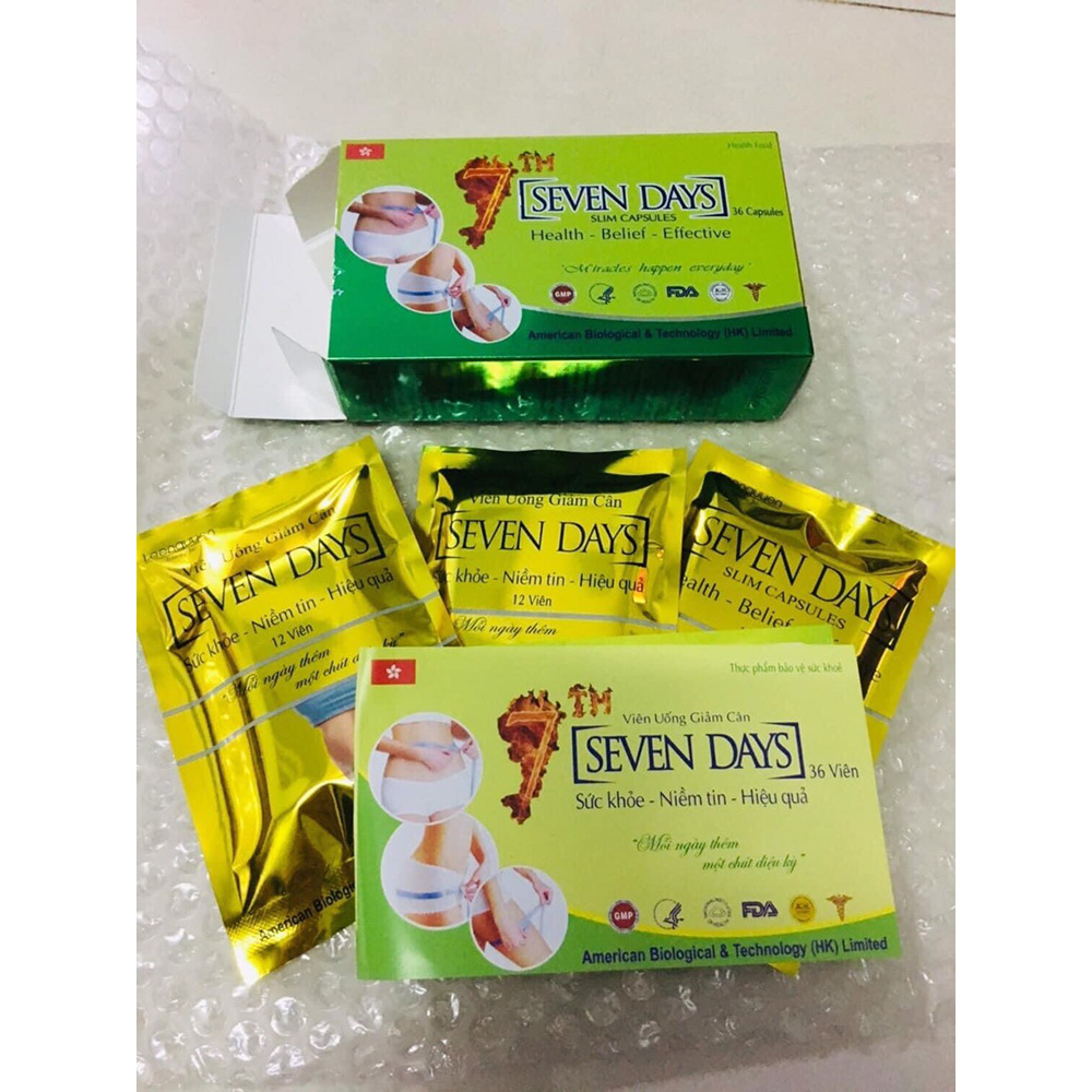 Viên uống giảm cân Seven Days, Hộp 3 vỉ x 12 viên