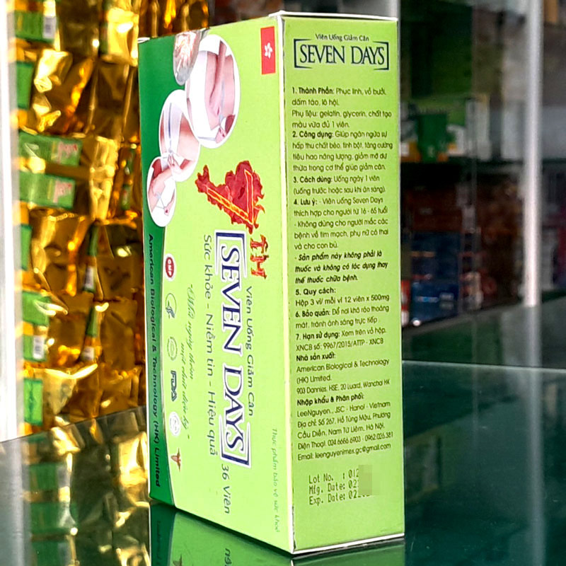 Viên uống giảm cân Seven Days, Hộp 3 vỉ x 12 viên