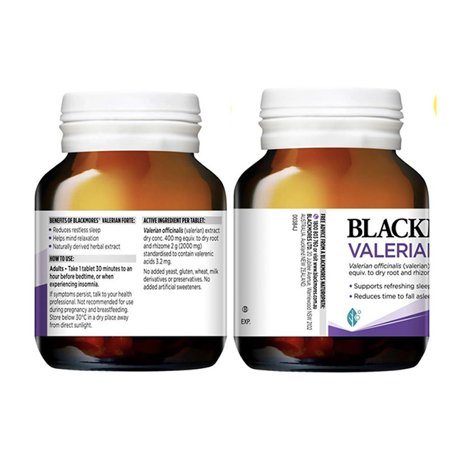 Viên uống hỗ trợ giấc ngủ Blackmores Valerian Forte 2000mg, hộp 30 viên