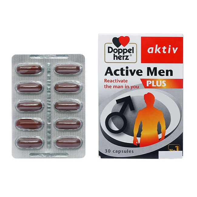 Viên uống tăng cường sinh lý nam Doppelherz Aktiv Active Men Plus, hộp 30 viên