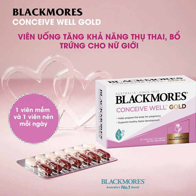 Viên uống tăng khả năng thụ thai Blackmores Conceive Well Gold, hộp 56 viên