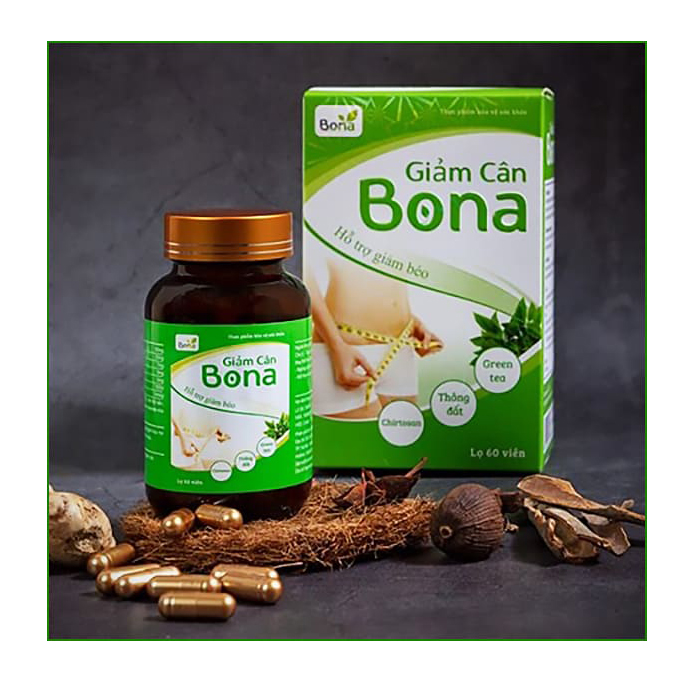Viên uống giảm cân Bona, Hộp 60 viên