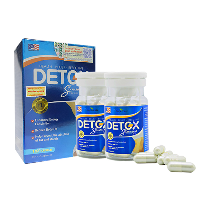 Viên uống giảm cân Detox Slimming, Hộp 2 lọ x 21 viên