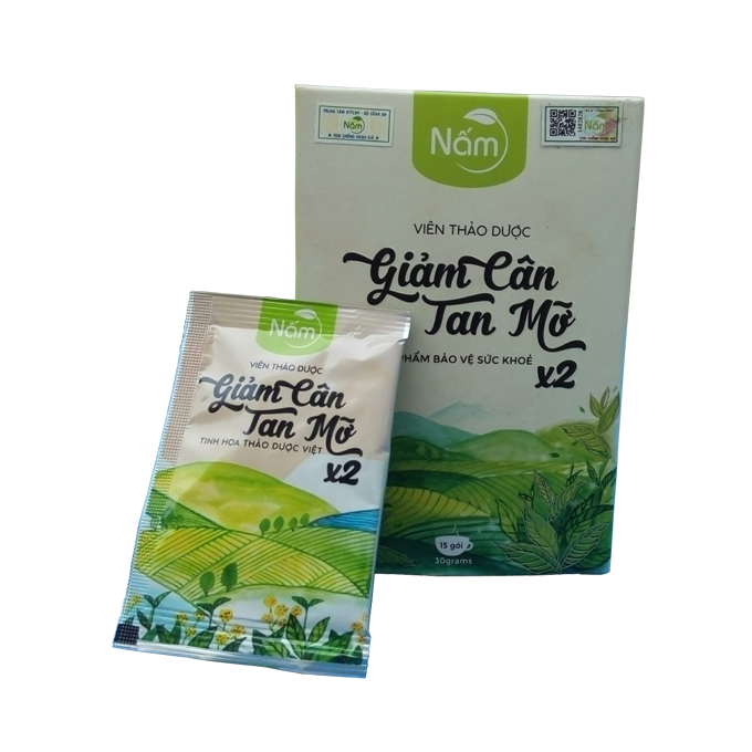 Viên uống thảo dược giảm cân tan mỡ Nấm x2, Hộp 15 gói x 2 viên