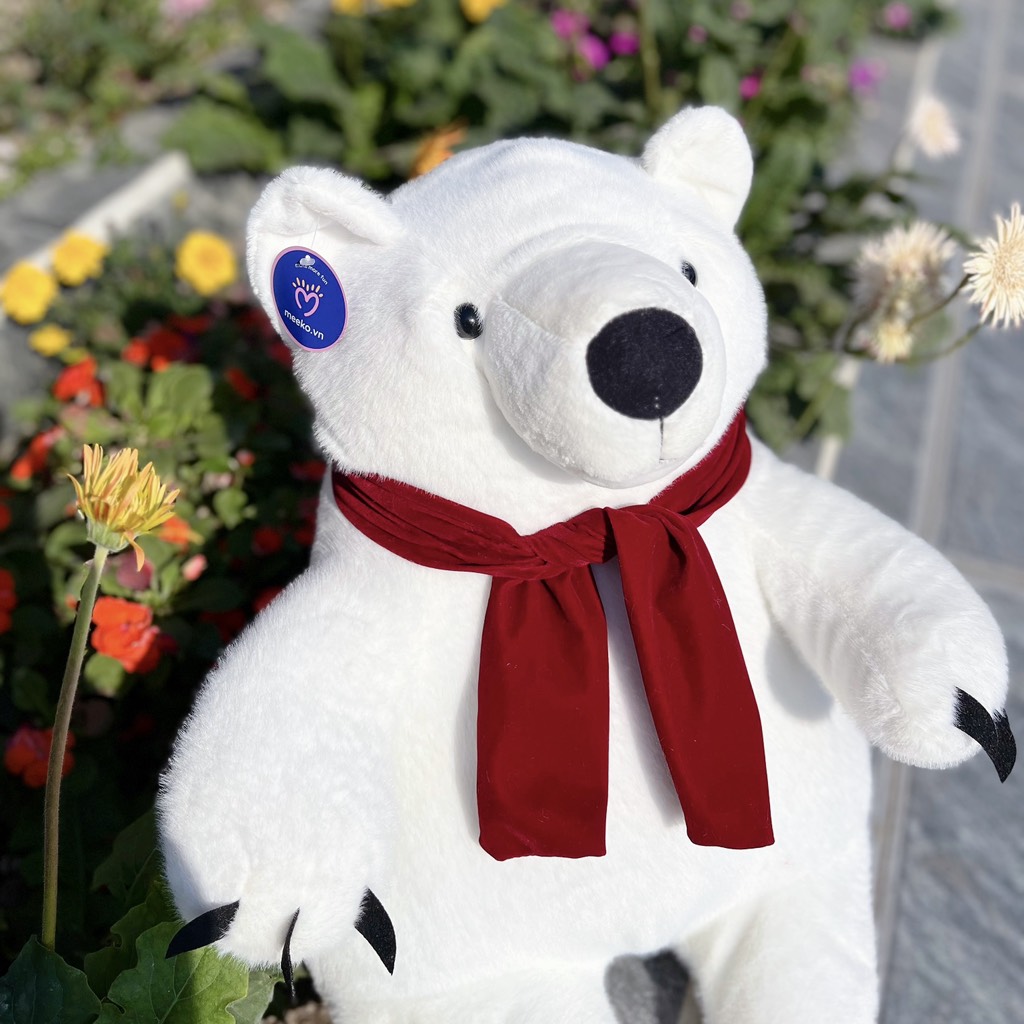 Gấu bắc cực quàng khăn (lông chồn kim cao cấp)