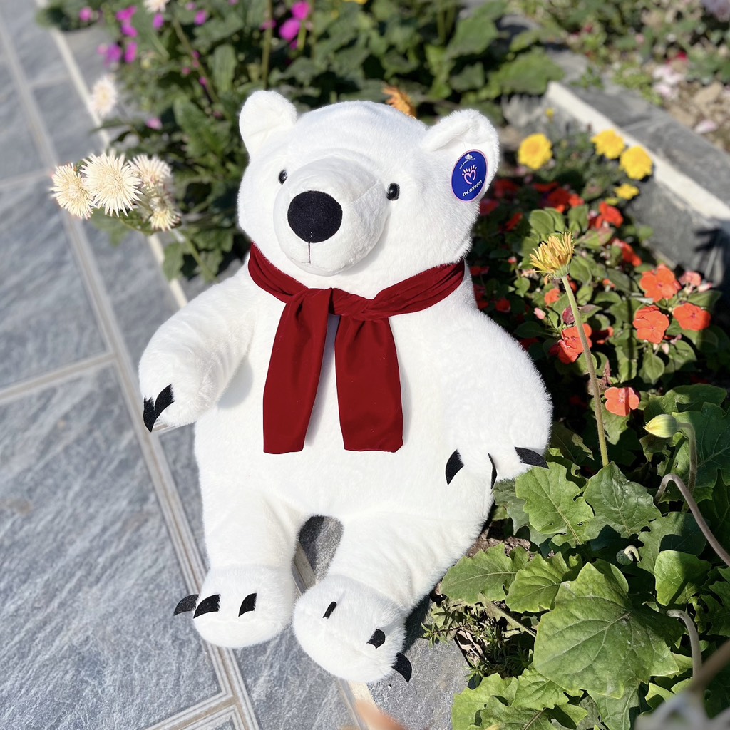 Gấu bắc cực quàng khăn (lông chồn kim cao cấp)