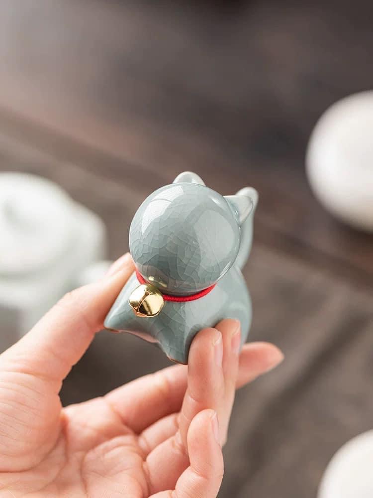 Set decor mèo gốm may mắn Goriyaku