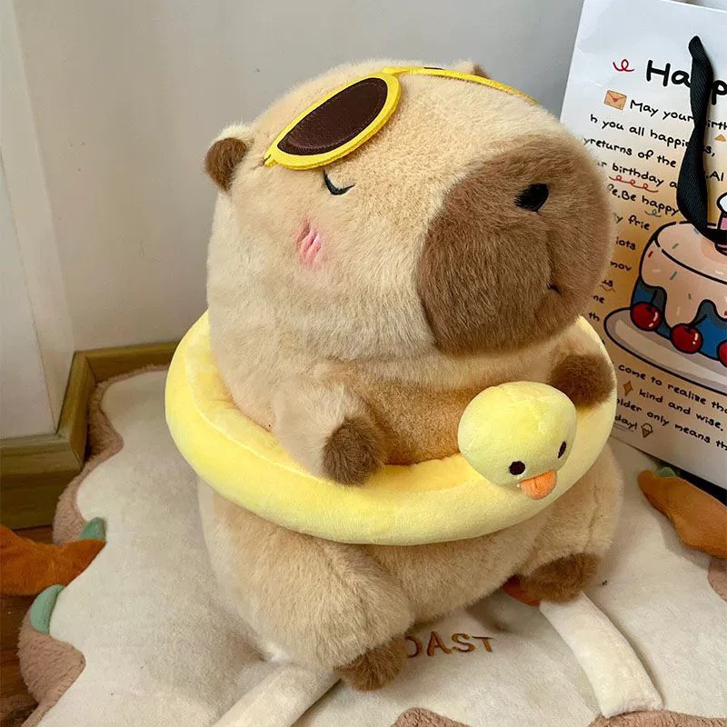 Chuột lang Capybara đi bơi