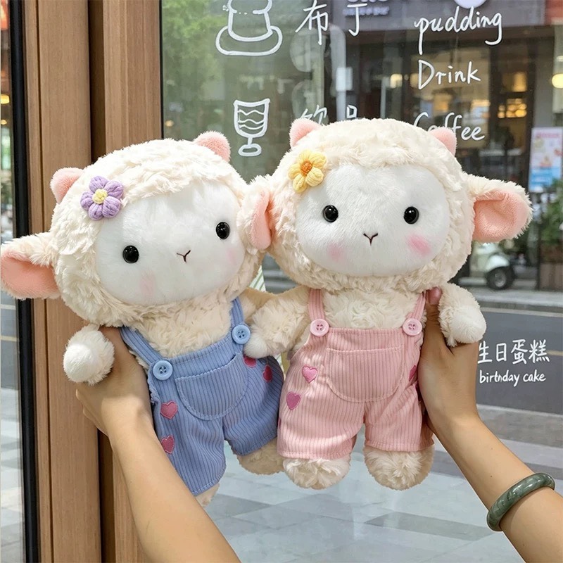 gấu bông cừu mặc Yếm nơ