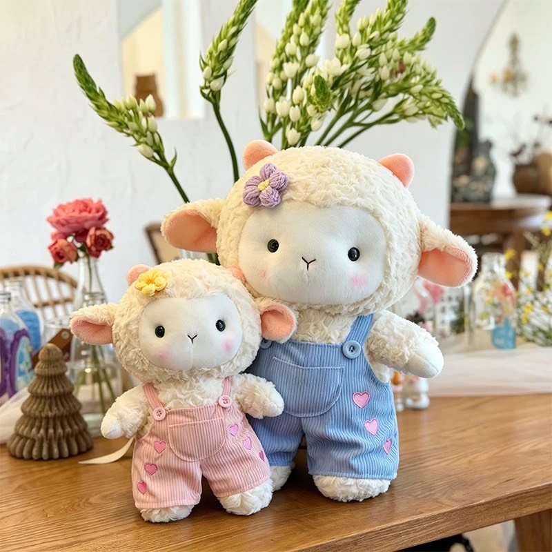 gấu bông cừu mặc Yếm nơ