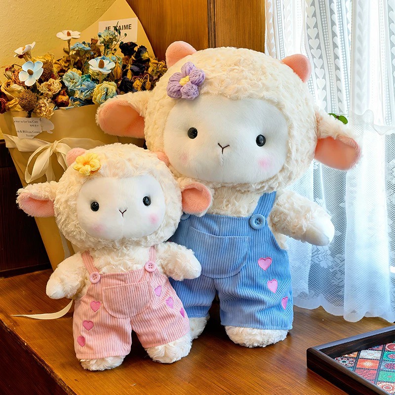 gấu bông cừu mặc Yếm nơ
