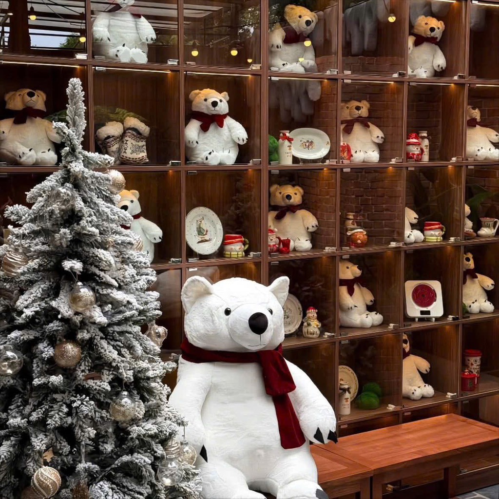 Gấu bắc cực quàng khăn (lông chồn kim cao cấp)