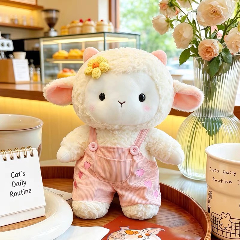 gấu bông cừu mặc Yếm nơ