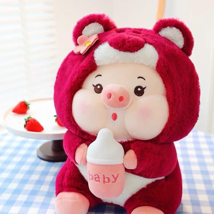 Gấu bông heo Lotso ôm bình sữa