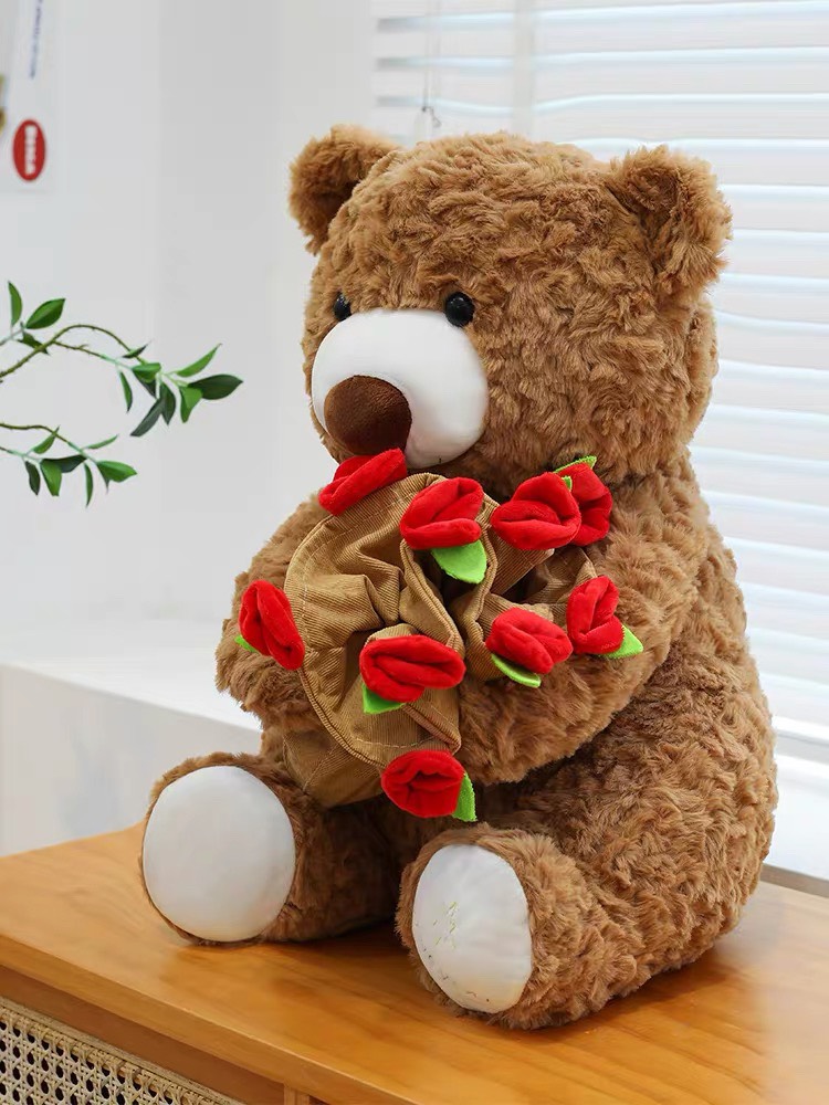 Gấu bông Teddy Rosy ôm hoa 40cm
