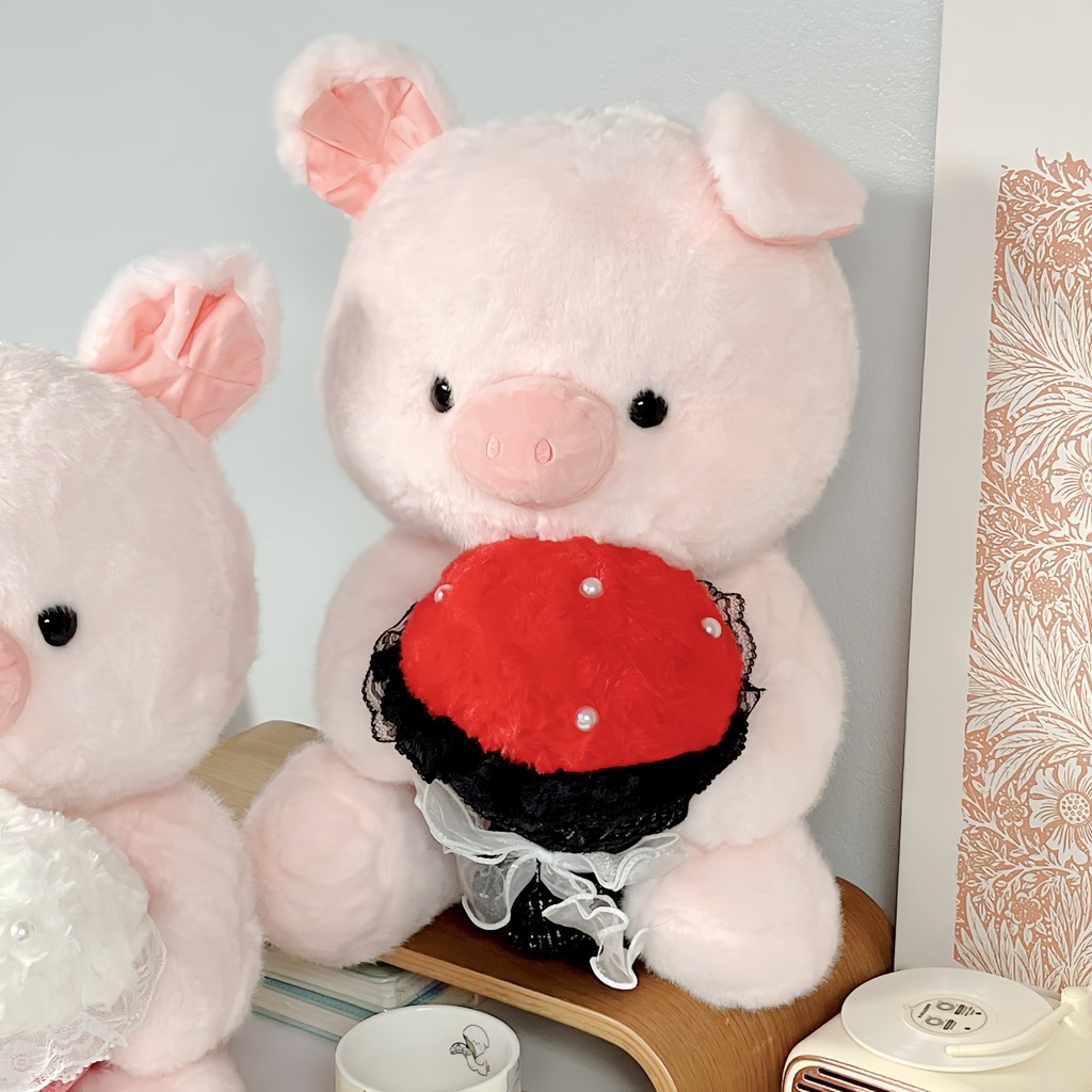 Gấu bông heo ôm hoa Love Pig