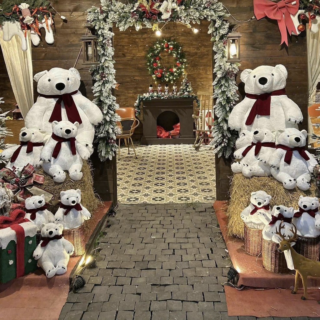 Gấu bắc cực quàng khăn (lông chồn kim cao cấp)