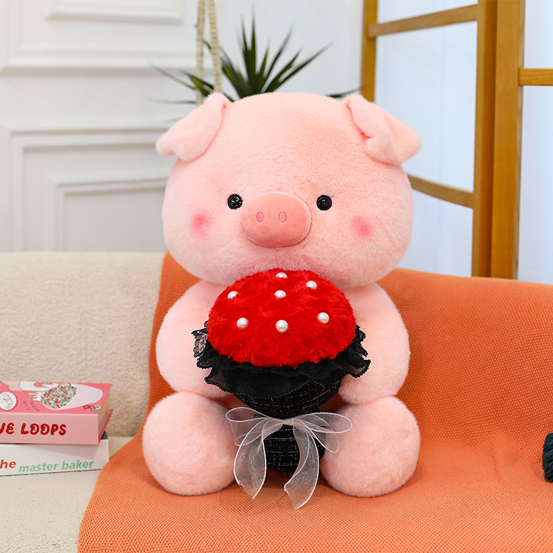 Gấu bông heo ôm hoa Love Pig 45cm