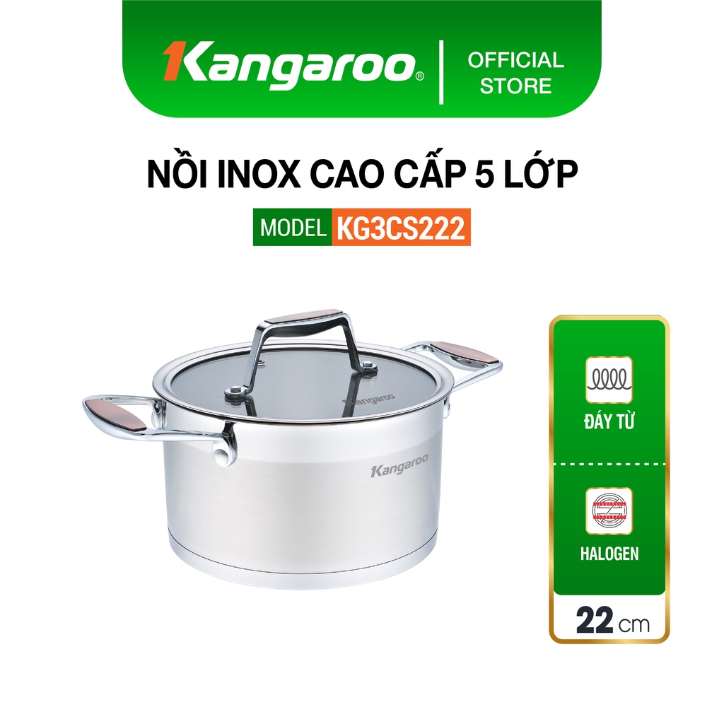 NỒI INOX ĐƠN VUNG KÍNH SIZE 22CM KG3CS222