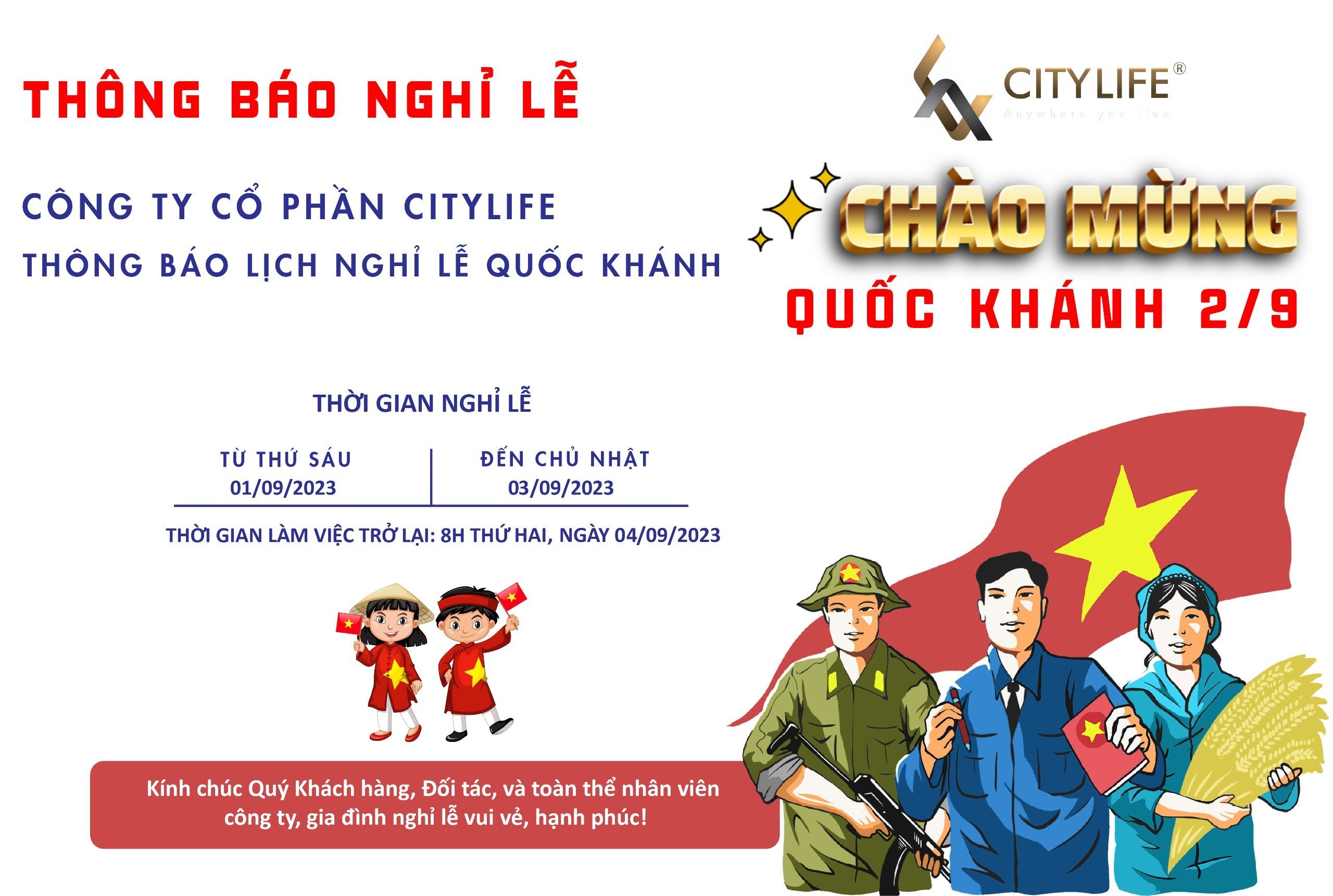 Thông Báo Nghỉ Lễ Quốc Khánh 02/09/2023