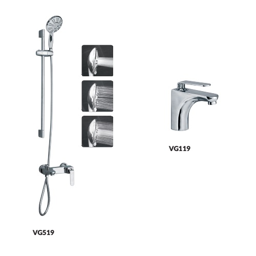 Vòi chậu + sen tắm đồng bộ Viglacera VG119-VG519