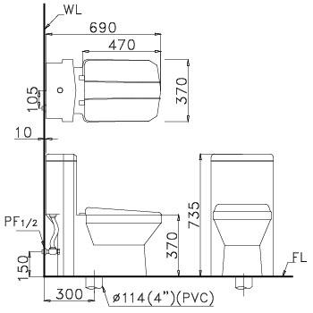 Bồn cầu một khối Caesar CD1347