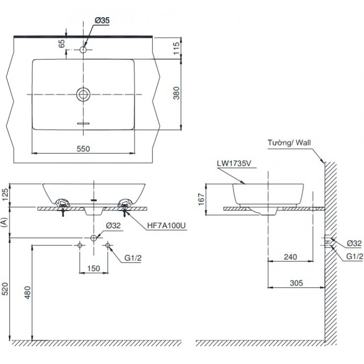 CHẬU LAVABO TOTO LT1735 ĐẶT BÀN