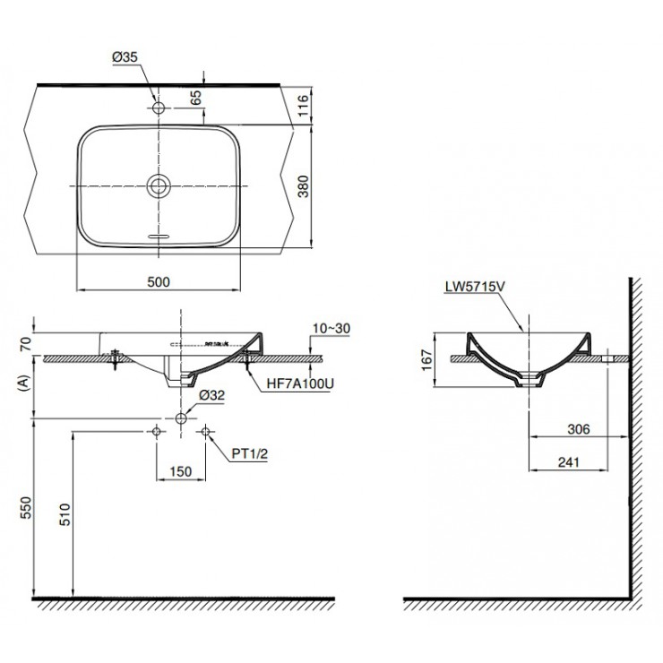 Chậu rửa lavavbo TOTO đặt trên bàn đá LT5715