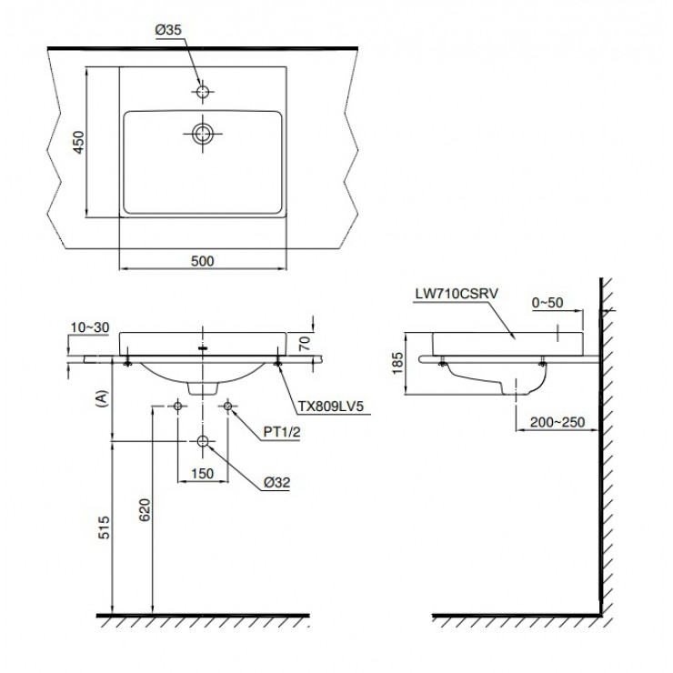 Chậu Rửa Lavabo TOTO LT710CSRXW Đặt Bàn
