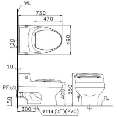Bồn cầu một khối Caesar C1358