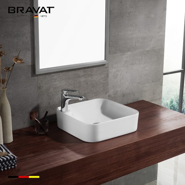 Chậu rửa lavabo đặt bàn cao cấp Bravat C22238W-1-ENG