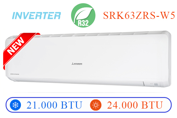 ĐIỀU HÒA TREO TƯỜNG MITSUBISHI HEAVY 2 CHIỀU INVERTER - SRK/SRC63ZRS-W5 - CÔNG SUẤT 21.000 Btu