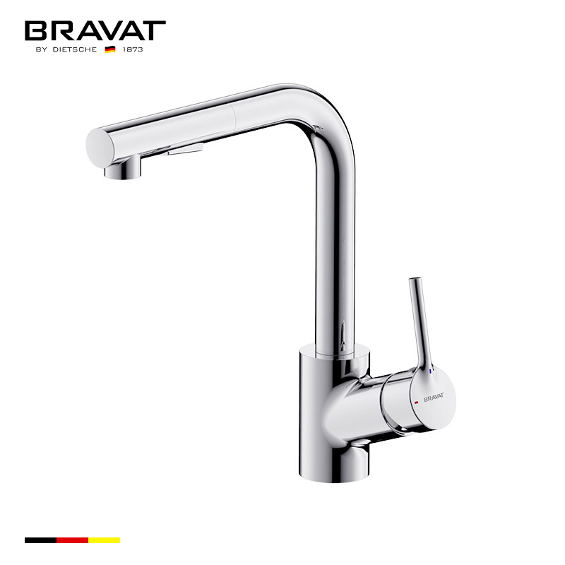 Vòi nước rửa bát cao rút dây cấp Bravat F7172217CP-3