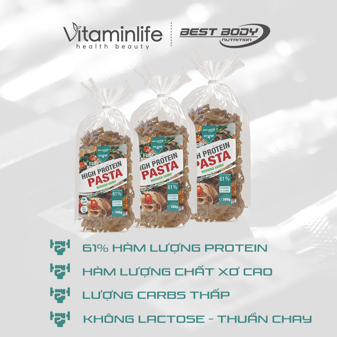 Mì Tagliatelle Protein Best Body Nutrition Gói 200g