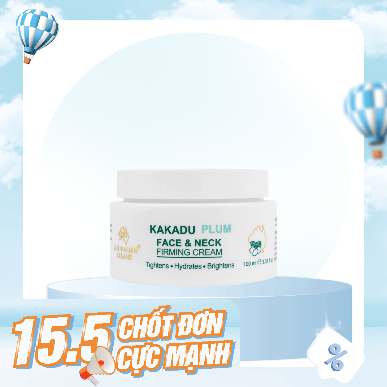 Kem dưỡng săn chắc da mặt & cổ Australian Creams Kakadu Plum 100g