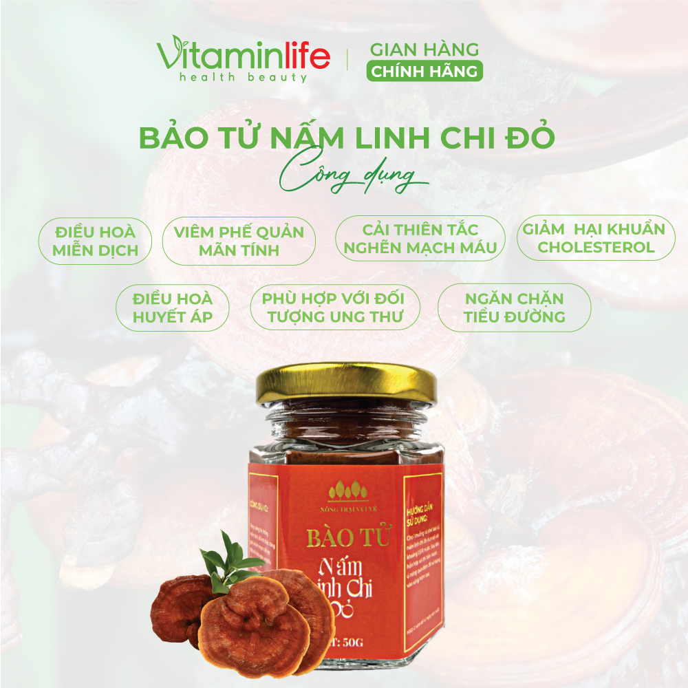Bào Tử Nấm Linh Chi Đỏ Nông Sản Xanh 50g