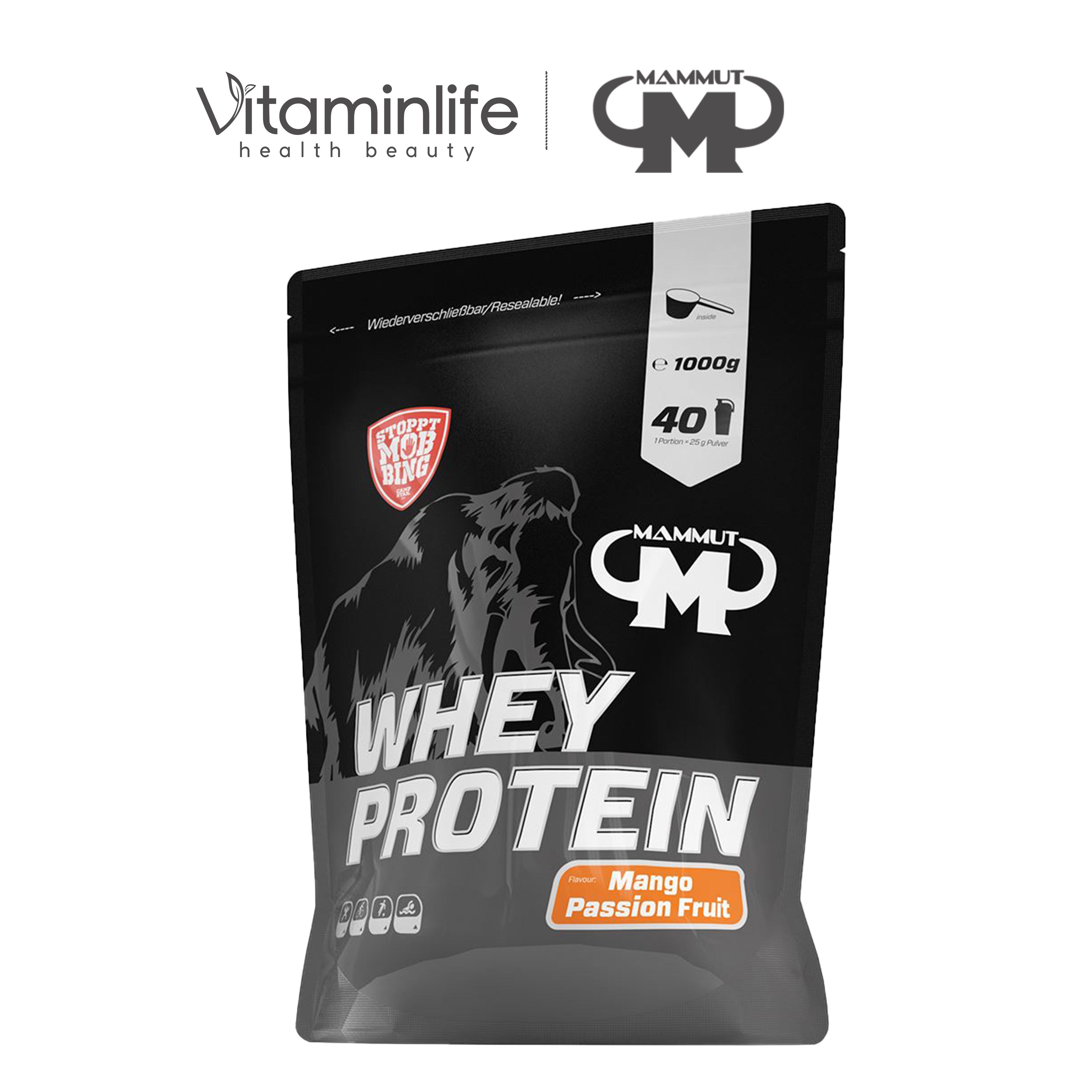 Bột Whey Protein hương trái cây xoài và chanh dây Mammut Nutrition - Túi zip 1000g