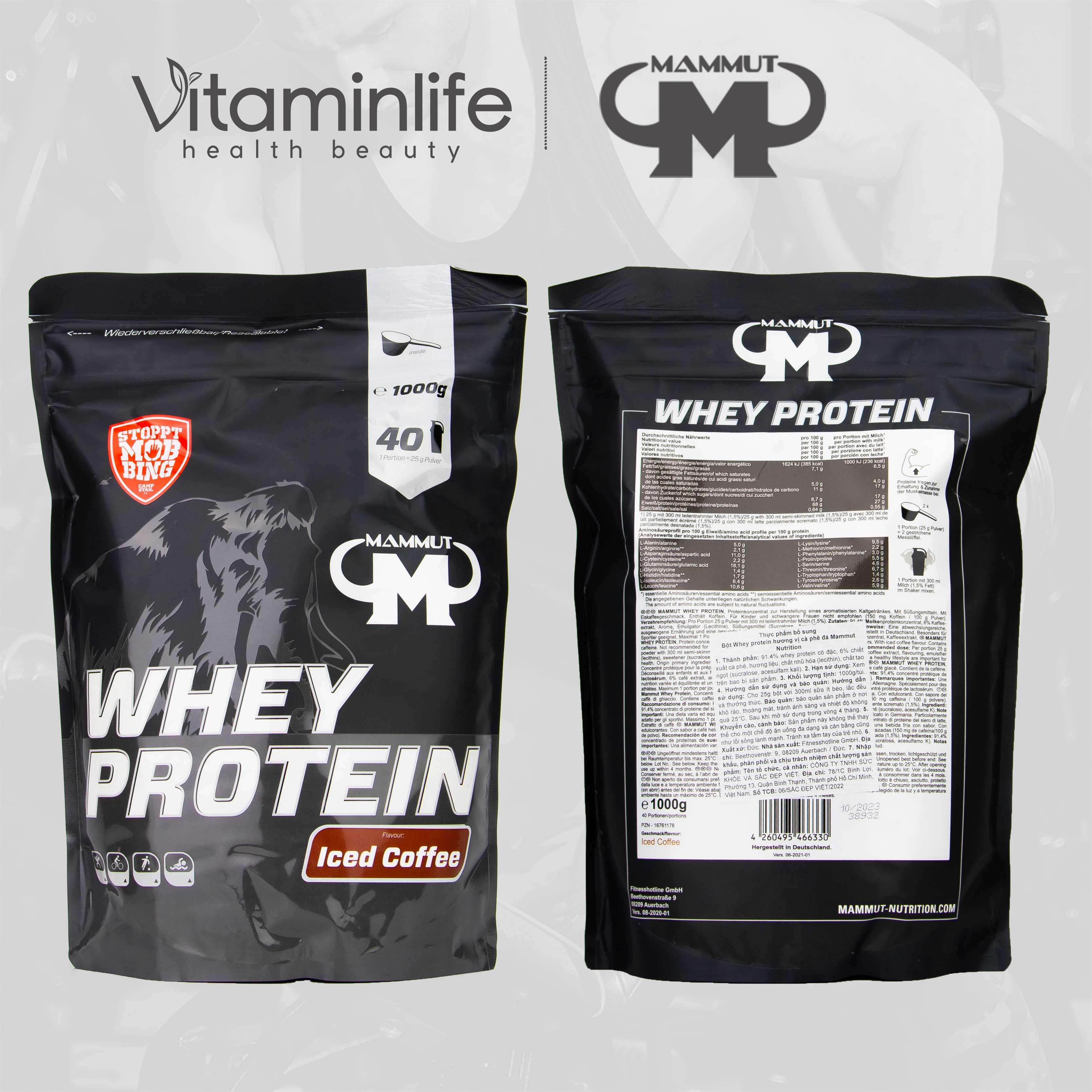 Bột Whey Protein Vị Cà Phê Đá Mammut Nutrition 1000g