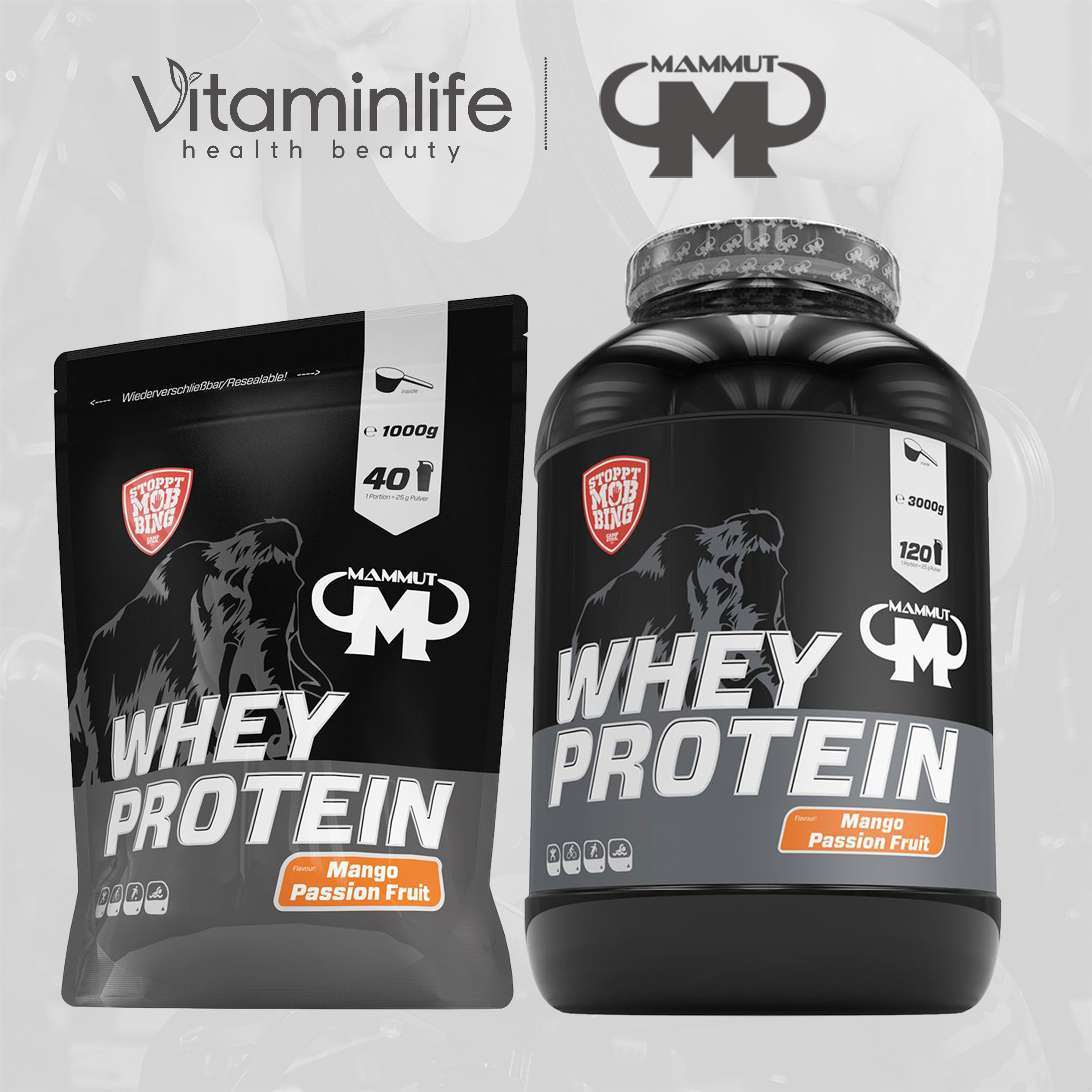 Bột Whey Protein hương trái cây xoài và chanh dây Mammut Nutrition - Túi zip 1000g