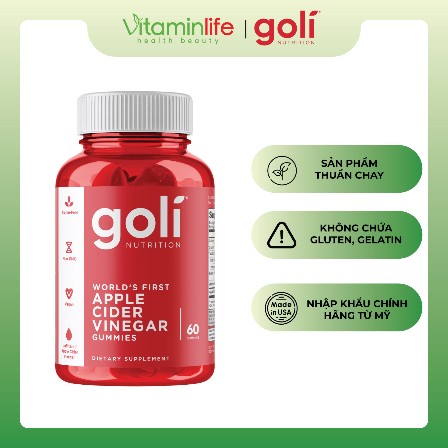Thực phẩm bảo vệ sức khỏe Goli Nutrition Apple Cider Vinegar Gummies 60 viên