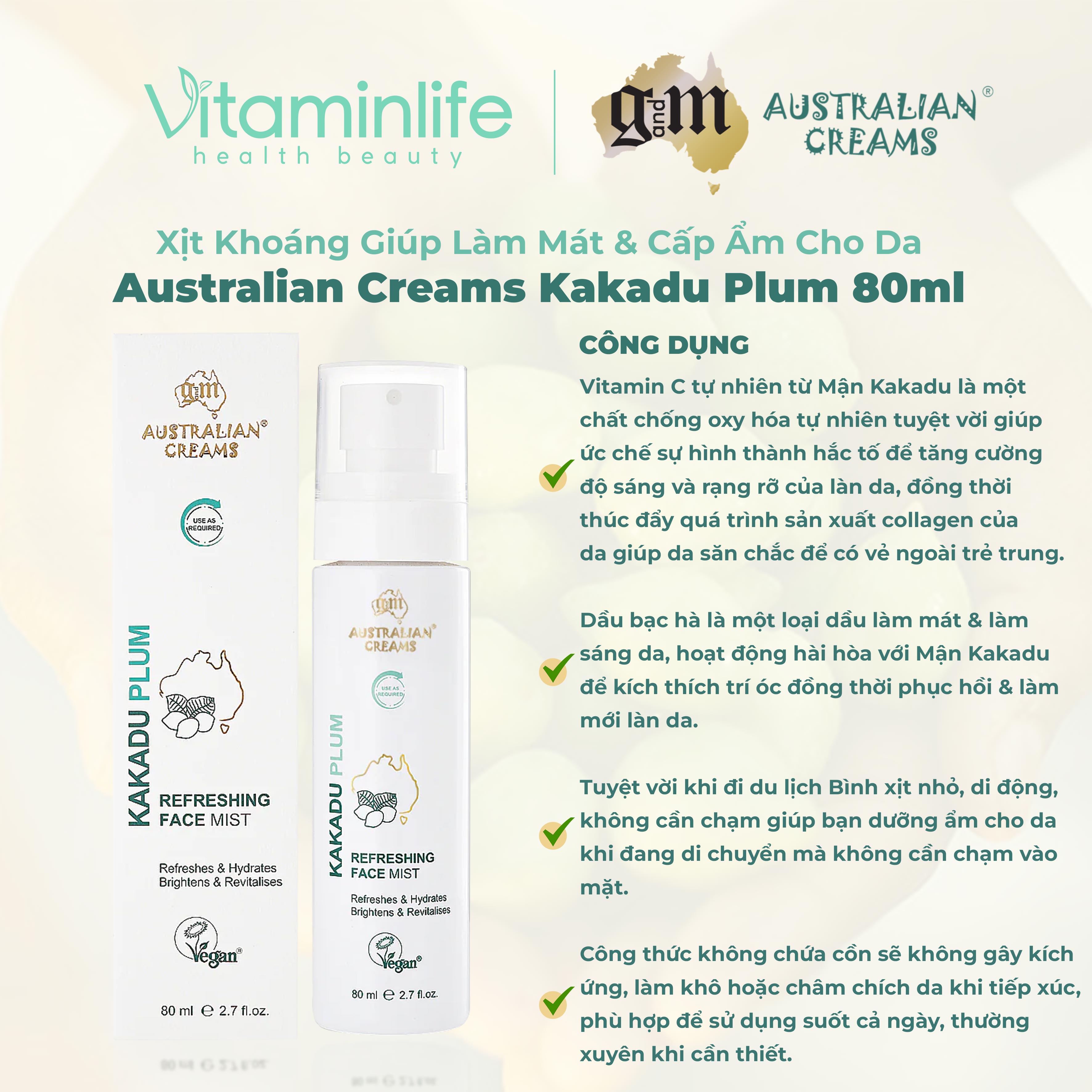 Xịt khoáng giúp làm mát & cấp ẩm cho da Australian Creams Kakadu Plum 80ml