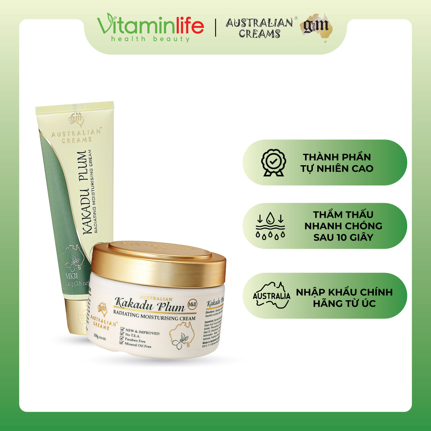 Kem dưỡng da chiết xuất Mận Kakadu Australian Creams MKII 100g - HSD 20/09/2025
