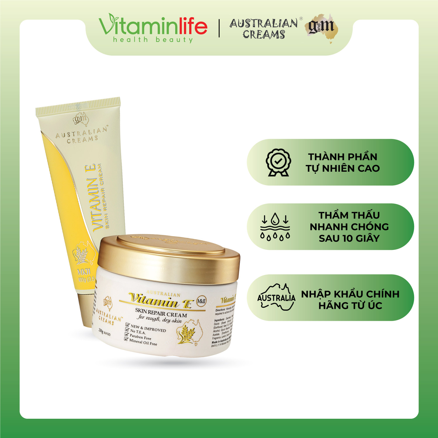 Kem dưỡng chăm sóc và phục hồi da Vitamin E Australian Creams MKII 100g
