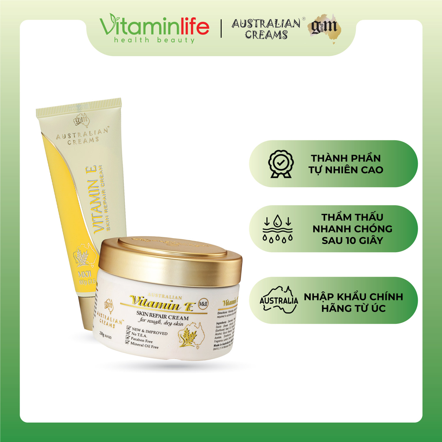 Kem dưỡng chăm sóc và phục hồi da Vitamin E Australian Creams MKII 250g