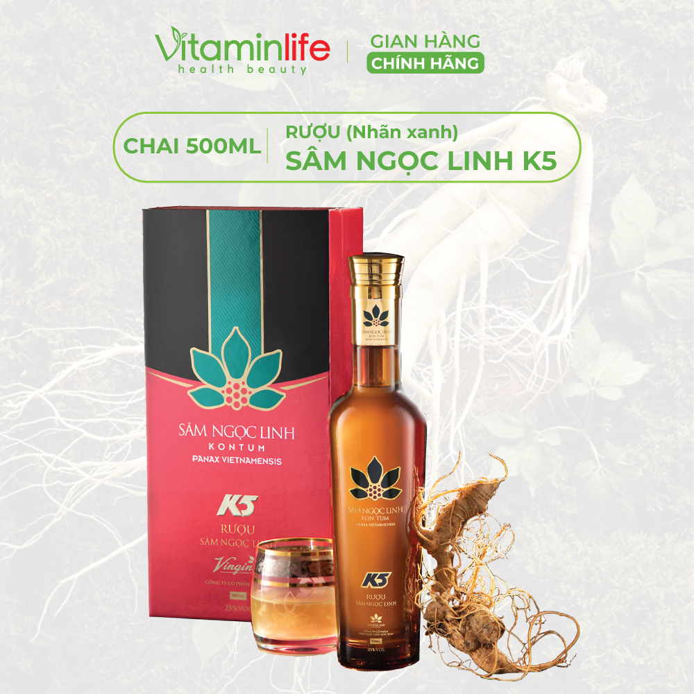 Rượu Sâm Ngọc Linh K5 500ml (nhãn Xanh)