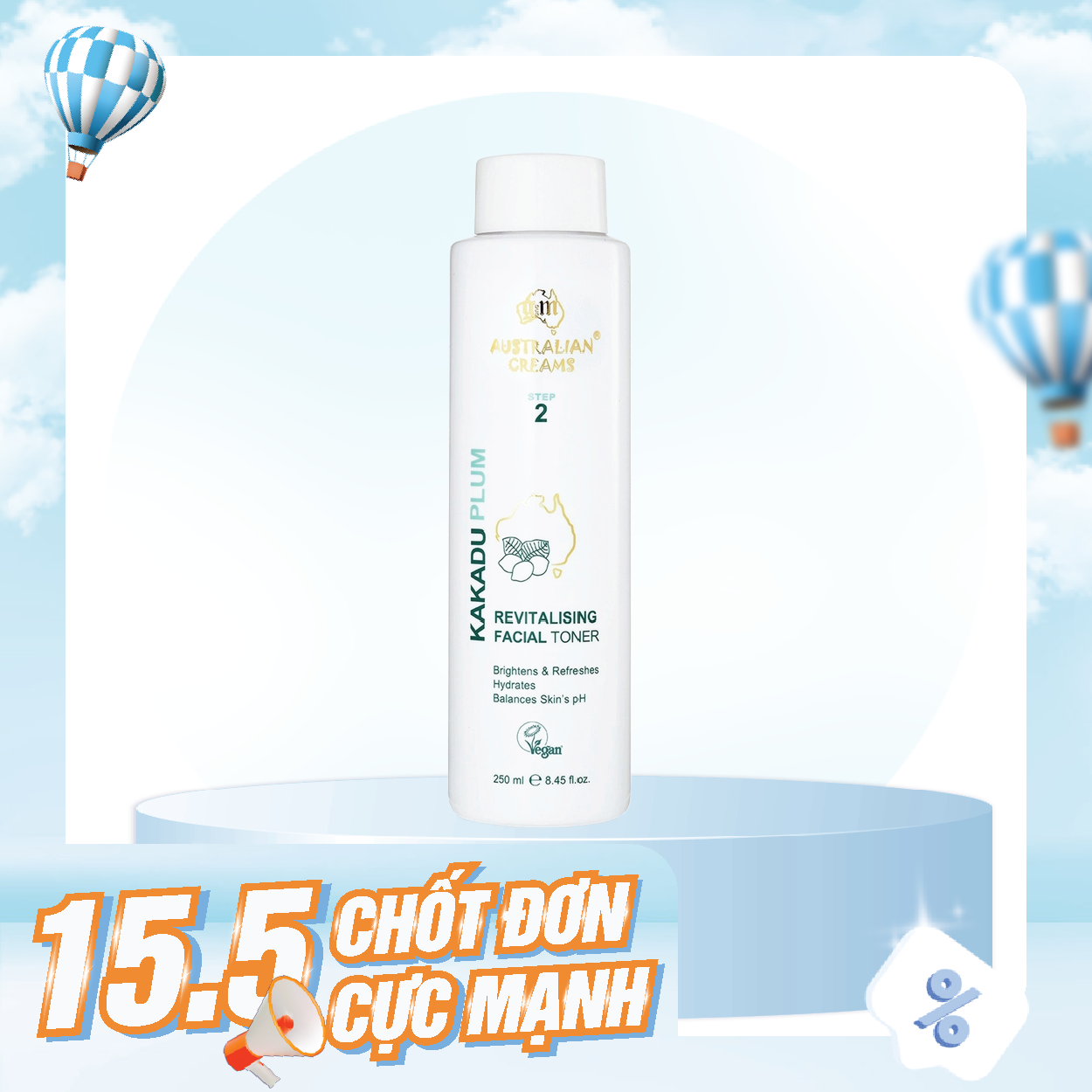 Nước cân bằng phục hồi da Australian Creams Kakadu Plum 250ml - HSD 01/11/2025