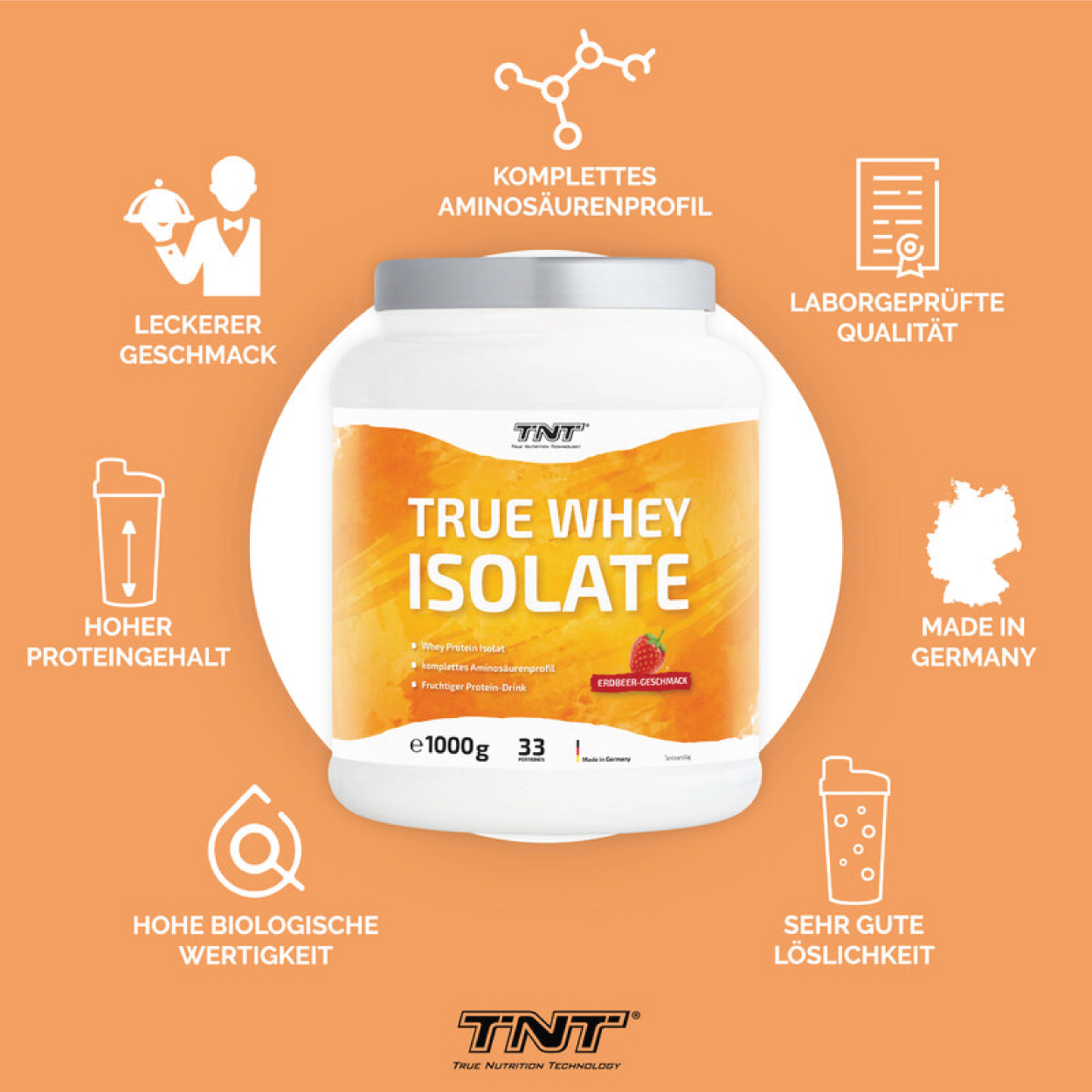 Bột True Whey Isolate vị Dâu TNT Thùng 1000g